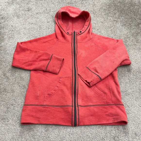 Eddie Bauer Full Zip Hoodie Sweatshirt Womens Large Red Full Zip Casual Outdoor - Picture 1 of 10